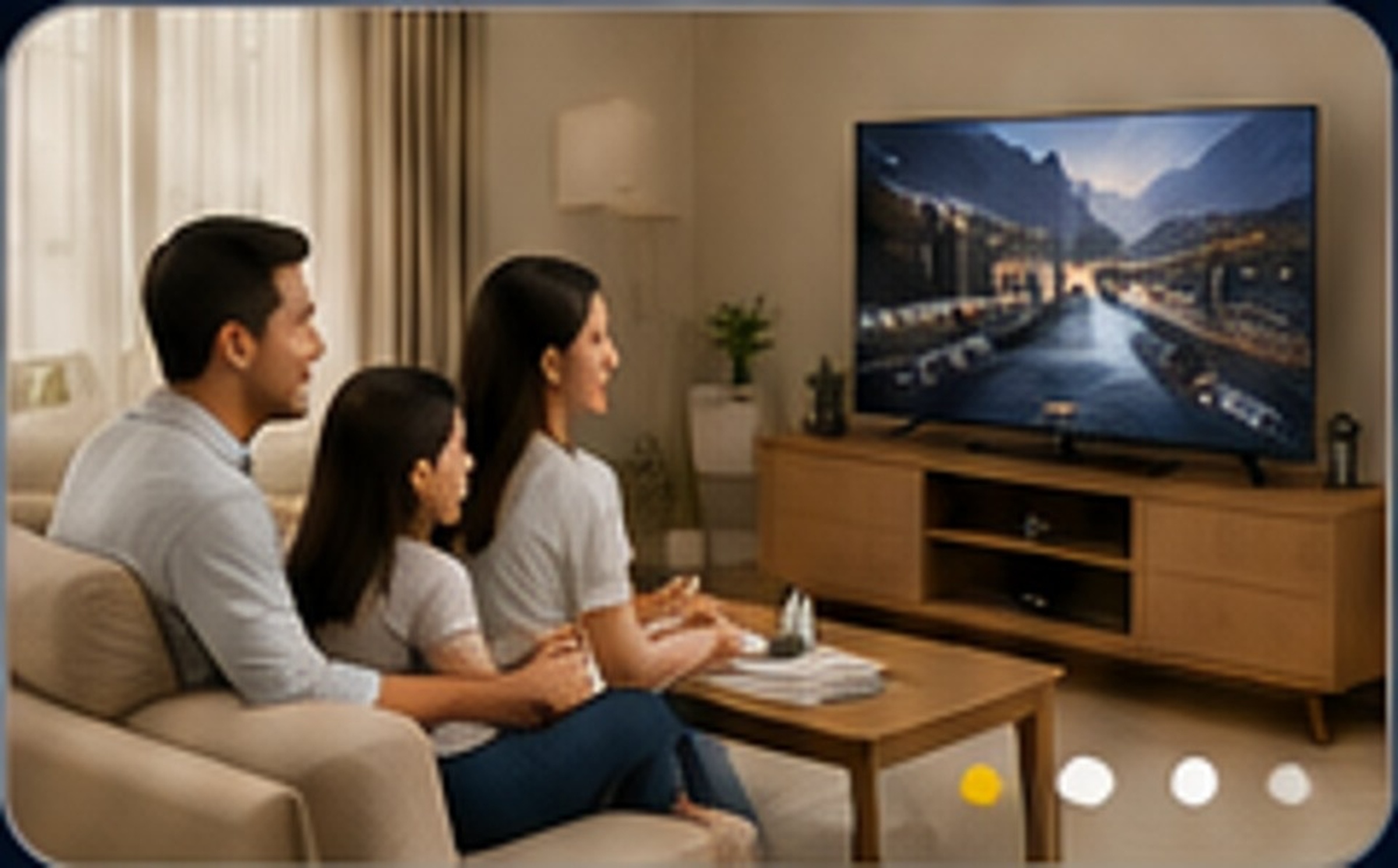 Family enjoying a home entertainment appliance